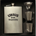 8 Oz. Stainless Steel Hip Flask Set in a black gift box